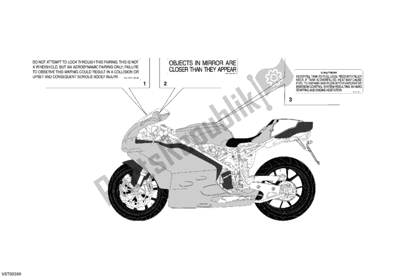 Todas as partes de Etiquetas De Aviso Eua do Ducati Superbike 999 R 2004